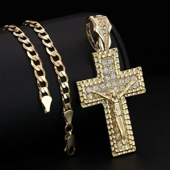 Jesus 14k Two Row Diamond Necklace